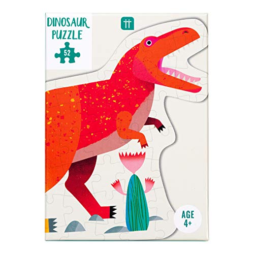 Talking Tables 52-teiliges rotes Tyrannosaurus Rex-förmiges Dinosaurier-Puzzle & Poster | Für Kinder, Kinder | Illustriert, Jurassic Dinosaurs Lover, T-Rex, Geburtstagsgeschenk von Talking Tables