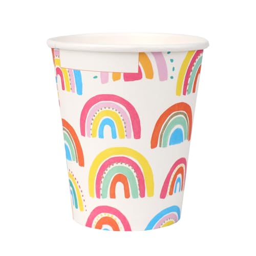 Talking Tables 8 x Regenbogen-Partybecher aus Papier, Geburtstagsparty-Kleidung für Kinder, Jungen, Mädchen, 1. Geburtstag, Babyparty, recycelbares und Einweggeschirr, Volumen: 250 ml (9 oz) von Talking Tables