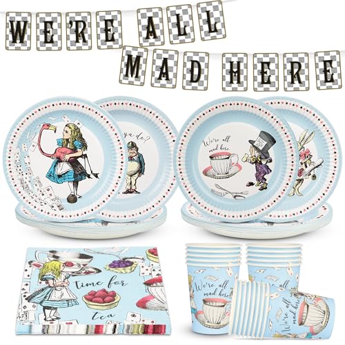 Talking Tables Alice in Wonderland Decorations and Party Tableware for 16 Guests | Mad Hatter Bunting, Plates, Napkins, Cups, Table Cover for Birthday, Baby Shower, Book Day” Talking Tables Alice in Wonderland Decorations and Party Tableware for 16 Guests | Mad Hatter Bunting, Plates, Napkins, Cups, Table Cover for Birthday, Baby Shower, Book Day” von Talking Tables