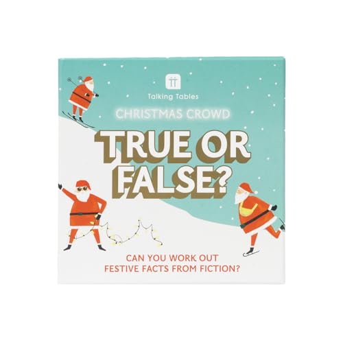 Talking Tables Christmas Festive True or False Quiz Game, Present, Question Cards after Dinner Party, Fun Travel Pocket Games for Kids, Adults, Card Games, Xmas Stocking Filler, Secret Santa, Ages 12+ Talking Tables Christmas Festive True or False Quiz Game, Present, Question Cards after Dinner Party, Fun Travel Pocket Games for Kids, Adults, Card Games, Xmas Stocking Filler, Secret Santa, Ages 12+ von Talking Tables