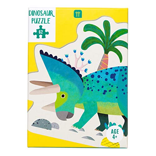 Talking Tables 62-teiliges blau-grünes Triceratops-förmiges Dinosaurier-Puzzle & Poster | Für Kinder, Kinder | Illustriert, Jurassic Dinosaurs Lover, Geburtstagsgeschenk von Talking Tables