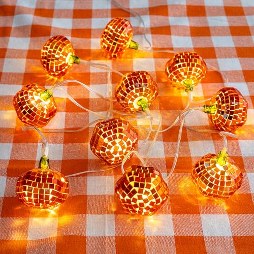 Talking Tables Kürbis-Discokugel für den Innenbereich, Halloween, LED-Lichterkette, warmes Licht, Spaß, Erntedankfest, Herbstdekoration, Kürbis-Lichterkette, Geburtstag, NYE, Party, Weihnachten von Talking Tables