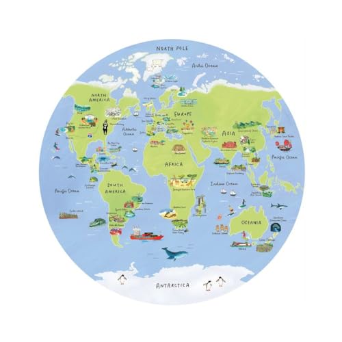Talking Tables PUZZ-MAP-World 1000-teiliges Weltkarten Erwachsene | Einzigartiges kreisförmiges Puzzle mit berühmten Wahrzeichen, Reisegeschenke, Geschenk, Mehrfarbig von Talking Tables