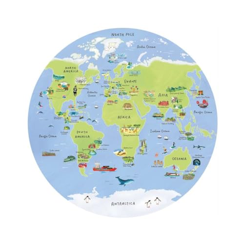 Talking Tables 1000-teiliges Weltkarten-Puzzle für Erwachsene | Einzigartiges kreisförmiges Puzzle mit berühmten Wahrzeichen, Reisegeschenke, Geschenk von Talking Tables