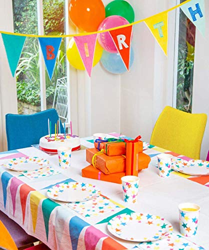 Talking Tables Regenbogenstoff Rechteckige Kinderparty-Tischdecke mit Ammer-Design, wiederverwendbar, Unisex-Dekorationen für Geburtstag, Garten, Picknick, Festivalthema, Stolz von Talking Tables