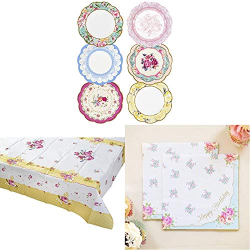 Talking Tables Truly Scrumptious Afternoon Tea Party Pretty Paper Plates, Floral Tablecover, Floral Paper Napkins von Talking Tables