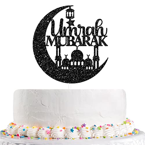 Talorine Umrah Mubarak Cake Topper, 2022 Ramadan Kareem Cake Decor, Islamische Muslimische Eid Festival Hochzeit Party Dekorationen Supplies (Schwarz) von Talorine