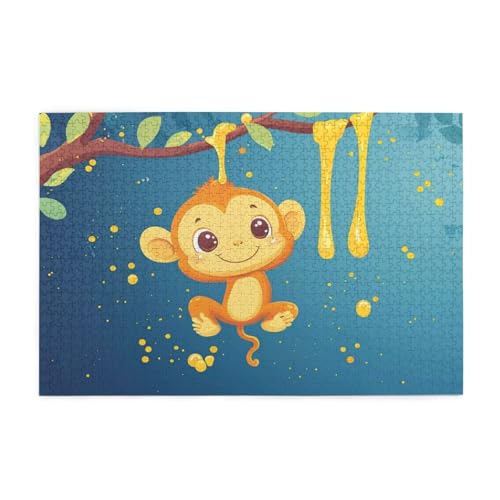 AFFE Puzzle 1000 Teile Erwachsene Karikatur, Puzzles mit Verpackung Box und Poster, Lustig Stress Abbauen Familien Unterhaltungsspiele für Raumdekoration, Kreative Geschenke für Männer/Frauen 1T-1626 von Tamalsj