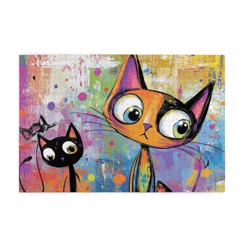 Abstrakt Puzzle 4000 Teile Erwachsene Katze, Puzzles mit Verpackung Box und Poster, Lustig Stress Abbauen Familien Unterhaltungsspiele für Raumdekoration, Kreative Geschenke für Männer/Frauen 1T-486 von Tamalsj