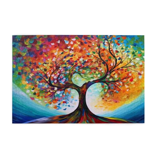 Baum Puzzle 2000 Teile Erwachsene Bunt, Puzzles mit Verpackung Box und Poster, Lustig Stress Abbauen Familien Unterhaltungsspiele für Raumdekoration, Kreative Geschenke für Männer/Frauen 1T-185 von Tamalsj
