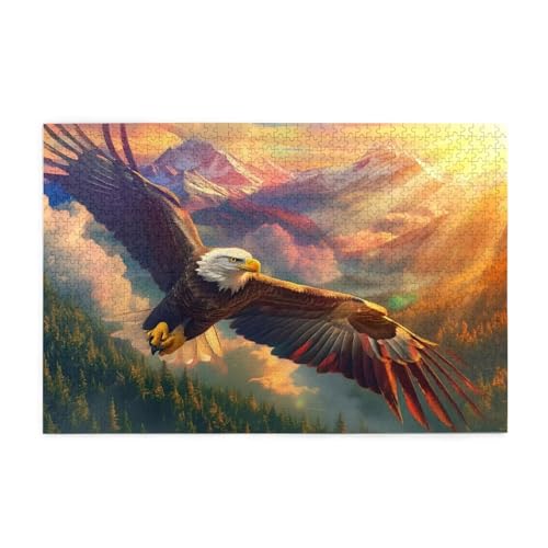 Berg Puzzle 1000 Teile Erwachsene Adler, Puzzles mit Verpackung Box und Poster, Lustig Stress Abbauen Familien Unterhaltungsspiele für Raumdekoration, Kreative Geschenke für Männer/Frauen 1T-1094 von Tamalsj