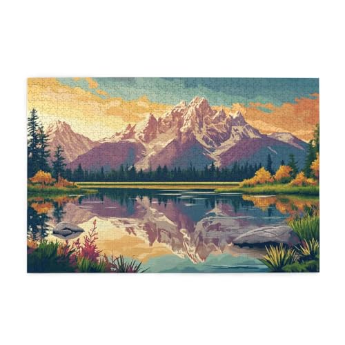 Berg Puzzle 2000 Teile Erwachsene Landschaft, Puzzles mit Verpackung Box und Poster, Lustig Stress Abbauen Familien Unterhaltungsspiele für Raumdekoration, Kreative Geschenke für Männer/Frauen 1T-812 von Tamalsj