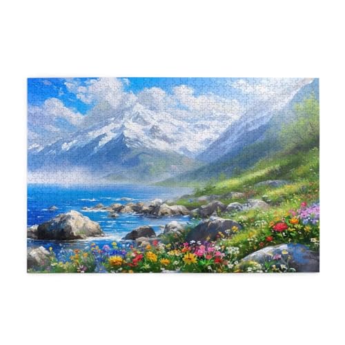 Berg Puzzle 2000 Teile Erwachsene Meer, Puzzles mit Verpackung Box und Poster, Lustig Stress Abbauen Familien Unterhaltungsspiele für Raumdekoration, Kreative Geschenke für Männer/Frauen 1T-1841 von Tamalsj