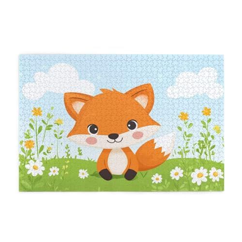 Blume Puzzle 1000 Teile Erwachsene Fuchs, Puzzles mit Verpackung Box und Poster, Lustig Stress Abbauen Familien Unterhaltungsspiele für Raumdekoration, Kreative Geschenke für Männer/Frauen 1T-674 von Tamalsj