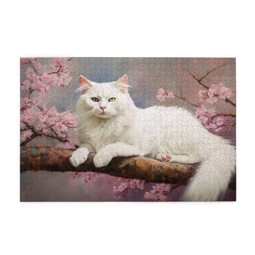 Blume Puzzle 1000 Teile Erwachsene Katze, Puzzles mit Verpackung Box und Poster, Lustig Stress Abbauen Familien Unterhaltungsspiele für Raumdekoration, Kreative Geschenke für Männer/Frauen 1T-239 von Tamalsj
