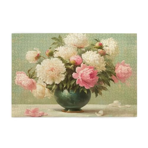 Blume Puzzle 1000 Teile Erwachsene Rosa, Puzzles mit Verpackung Box und Poster, Lustig Stress Abbauen Familien Unterhaltungsspiele für Raumdekoration, Kreative Geschenke für Männer/Frauen 1T-1363 von Tamalsj