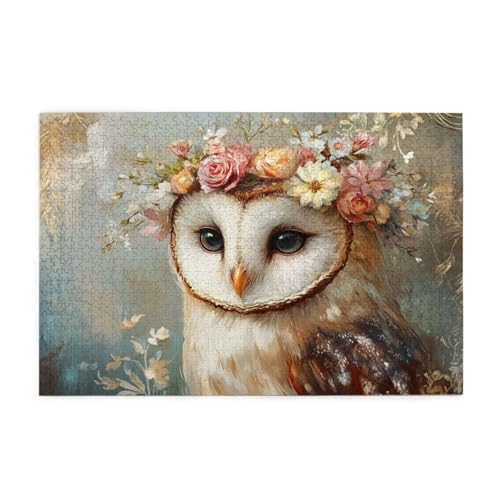 Blume Puzzle 2000 Teile Erwachsene Eule, Puzzles mit Verpackung Box und Poster, Lustig Stress Abbauen Familien Unterhaltungsspiele für Raumdekoration, Kreative Geschenke für Männer/Frauen 1T-600 von Tamalsj