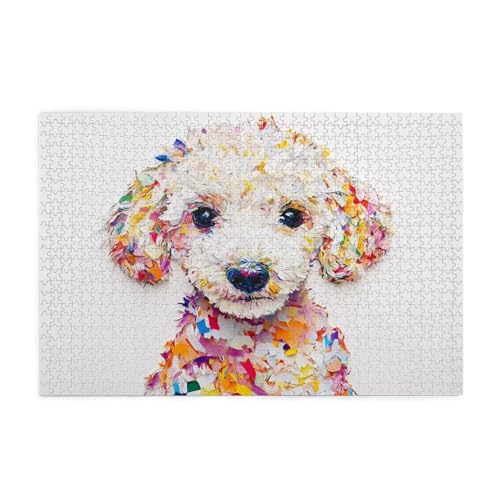 Bunt Puzzle 1000 Teile Erwachsene Hund, Puzzles mit Verpackung Box und Poster, Lustig Stress Abbauen Familien Unterhaltungsspiele für Raumdekoration, Kreative Geschenke für Männer/Frauen 1T-211 von Tamalsj