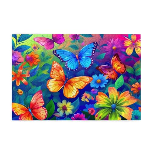 Bunt Puzzle 1000 Teile Erwachsene Schmetterling, Puzzles mit Verpackung Box und Poster, Lustig Stress Abbauen Familien Unterhaltungsspiele, Kreative Geschenke für Männer/Frauen Raumdekoration 1T-2122 von Tamalsj