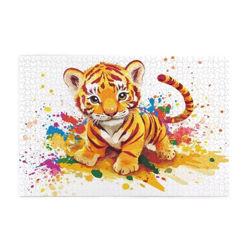 Bunt Puzzle 1000 Teile Erwachsene Tiger, Puzzles mit Verpackung Box und Poster, Lustig Stress Abbauen Familien Unterhaltungsspiele für Raumdekoration, Kreative Geschenke für Männer/Frauen 1T-1655 von Tamalsj