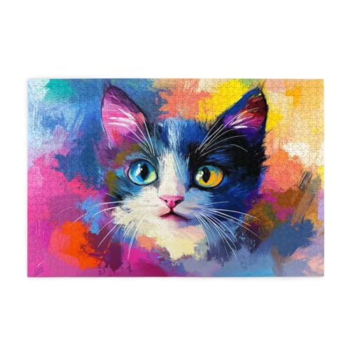 Bunt Puzzle 2000 Teile Erwachsene Katze, Puzzles mit Verpackung Box und Poster, Lustig Stress Abbauen Familien Unterhaltungsspiele für Raumdekoration, Kreative Geschenke für Männer/Frauen 1T-777 von Tamalsj