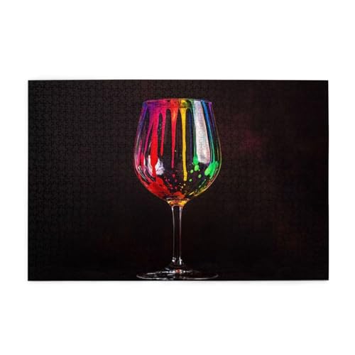 Bunt Puzzle 2000 Teile Erwachsene Weinglas, Puzzles mit Verpackung Box und Poster, Lustig Stress Abbauen Familien Unterhaltungsspiele für Raumdekoration, Kreative Geschenke für Männer/Frauen 1T-205 von Tamalsj