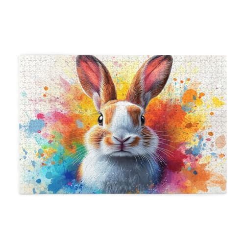 Bunt Puzzle 4000 Teile Erwachsene Kaninchen, Puzzles mit Verpackung Box und Poster, Lustig Stress Abbauen Familien Unterhaltungsspiele für Raumdekoration, Kreative Geschenke für Männer/Frauen 1T-1318 von Tamalsj