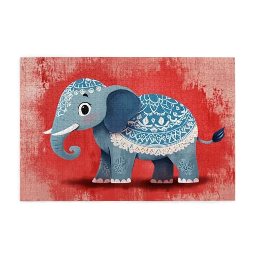 Elefant Puzzle 1000 Teile Erwachsene Niedlich, Puzzles mit Verpackung Box und Poster, Lustig Stress Abbauen Familien Unterhaltungsspiele für Raumdekoration, Kreative Geschenke für Männer/Frauen 1T-775 von Tamalsj
