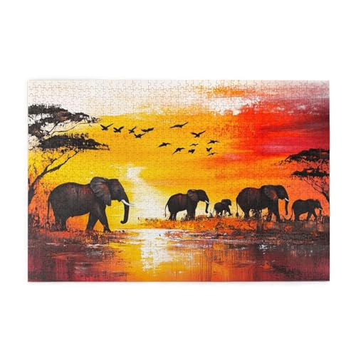 Elefant Puzzle 2000 Teile Erwachsene Sonnenuntergang, Puzzles mit Verpackung Box und Poster, Lustig Stress Abbauen Familien Unterhaltungsspiele, Kreative Geschenke für Männer/Frauen Raumdeko 1T-938 Elefant Puzzle 2000 Teile Erwachsene Sonnenuntergang, Puzzles mit Verpackung Box und Poster, Lustig Stress Abbauen Familien Unterhaltungsspiele, Kreative Geschenke für Männer/Frauen Raumdeko 1T-938 von Tamalsj