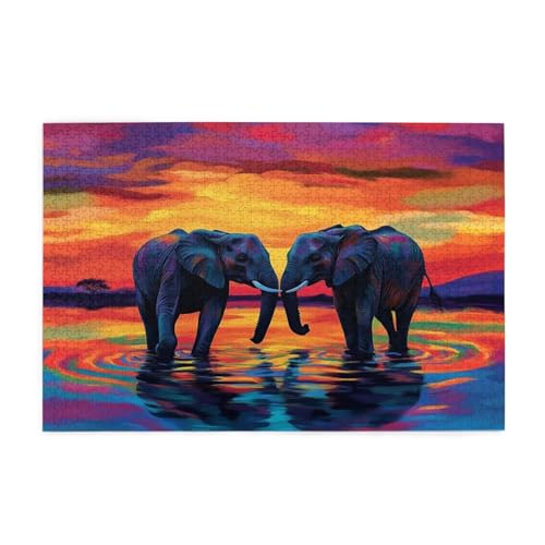 Elefant Puzzle 4000 Teile Erwachsene See, Puzzles mit Verpackung Box und Poster, Lustig Stress Abbauen Familien Unterhaltungsspiele für Raumdekoration, Kreative Geschenke für Männer/Frauen 1T-654 von Tamalsj