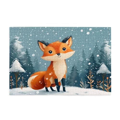 Fuchs Puzzle 1000 Teile Erwachsene Winter, Puzzles mit Verpackung Box und Poster, Lustig Stress Abbauen Familien Unterhaltungsspiele für Raumdekoration, Kreative Geschenke für Männer/Frauen 1T-1823 von Tamalsj