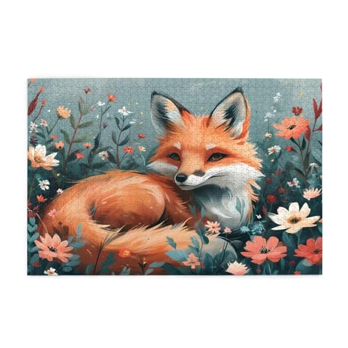 Fuchs Puzzle 4000 Teile Erwachsene Blume, Puzzles mit Verpackung Box und Poster, Lustig Stress Abbauen Familien Unterhaltungsspiele für Raumdekoration, Kreative Geschenke für Männer/Frauen 1T-1938 von Tamalsj