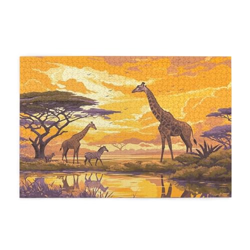 Giraffe Puzzle 4000 Teile Erwachsene Sonnenuntergang, Puzzles mit Verpackung Box und Poster, Lustig Stress Abbauen Familien Unterhaltungsspiele, Kreative Geschenke für Männer/Frauen Raumdeko 1T-1214 von Tamalsj