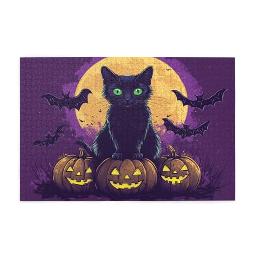 Halloween Puzzle 2000 Teile Erwachsene Katze, Puzzles mit Verpackung Box und Poster, Lustig Stress Abbauen Familien Unterhaltungsspiele für Raumdekoration, Kreative Geschenke für Männer/Frauen 1T-1711 von Tamalsj