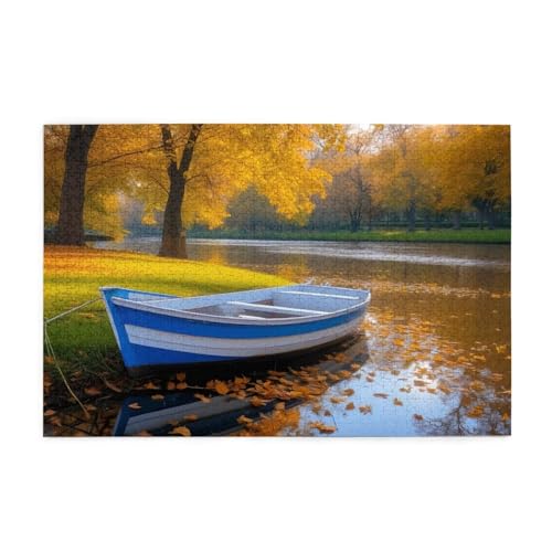 Herbst Puzzle 1000 Teile Erwachsene Boot, Puzzles mit Verpackung Box und Poster, Lustig Stress Abbauen Familien Unterhaltungsspiele für Raumdekoration, Kreative Geschenke für Männer/Frauen 1T-1967 von Tamalsj