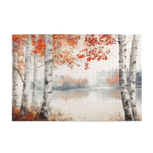 Herbst Puzzle 1000 Teile Erwachsene See, Puzzles mit Verpackung Box und Poster, Lustig Stress Abbauen Familien Unterhaltungsspiele für Raumdekoration, Kreative Geschenke für Männer/Frauen 1T-374 von Tamalsj
