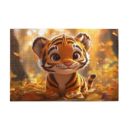 Herbst Puzzle 1000 Teile Erwachsene Tiger, Puzzles mit Verpackung Box und Poster, Lustig Stress Abbauen Familien Unterhaltungsspiele für Raumdekoration, Kreative Geschenke für Männer/Frauen 1T-499 von Tamalsj