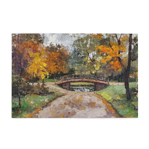 Herbst Puzzle 2000 Teile Erwachsene Brücke, Puzzles mit Verpackung Box und Poster, Lustig Stress Abbauen Familien Unterhaltungsspiele für Raumdekoration, Kreative Geschenke für Männer/Frauen 1T-800 von Tamalsj