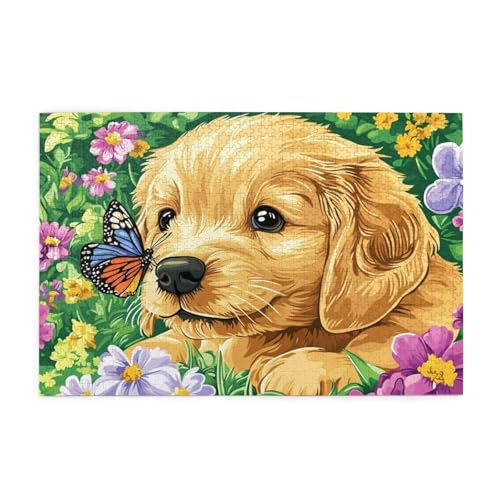 Hund Puzzle 1000 Teile Erwachsene Schmetterling, Puzzles mit Verpackung Box und Poster, Lustig Stress Abbauen Familien Unterhaltungsspiele, Kreative Geschenke für Männer/Frauen Raumdekoration 1T-1409 von Tamalsj