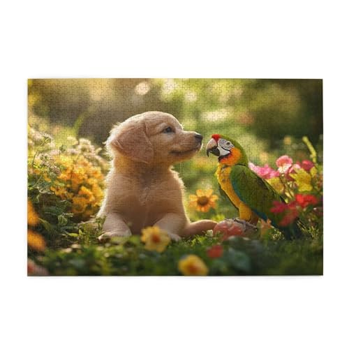 Hund Puzzle 2000 Teile Erwachsene Papagei, Puzzles mit Verpackung Box und Poster, Lustig Stress Abbauen Familien Unterhaltungsspiele für Raumdekoration, Kreative Geschenke für Männer/Frauen 1T-1397 von Tamalsj
