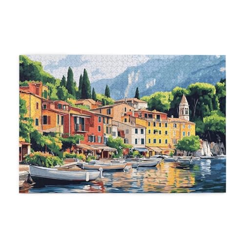 Italien Puzzle 4000 Teile Erwachsene Boot, Puzzles mit Verpackung Box und Poster, Lustig Stress Abbauen Familien Unterhaltungsspiele für Raumdekoration, Kreative Geschenke für Männer/Frauen 1T-793 von Tamalsj