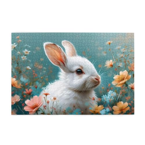 Kaninchen Puzzle 2000 Teile Erwachsene Blume, Puzzles mit Verpackung Box und Poster, Lustig Stress Abbauen Familien Unterhaltungsspiele für Raumdekoration, Kreative Geschenke für Männer/Frauen 1T-2073 von Tamalsj