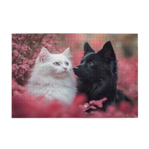 Katze Puzzle 1000 Teile Erwachsene Hund, Puzzles mit Verpackung Box und Poster, Lustig Stress Abbauen Familien Unterhaltungsspiele für Raumdekoration, Kreative Geschenke für Männer/Frauen 1T-241 von Tamalsj