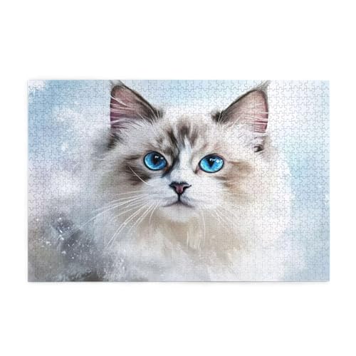 Katze Puzzle 1000 Teile Erwachsene Tier, Puzzles mit Verpackung Box und Poster, Lustig Stress Abbauen Familien Unterhaltungsspiele für Raumdekoration, Kreative Geschenke für Männer/Frauen 1T-529 von Tamalsj
