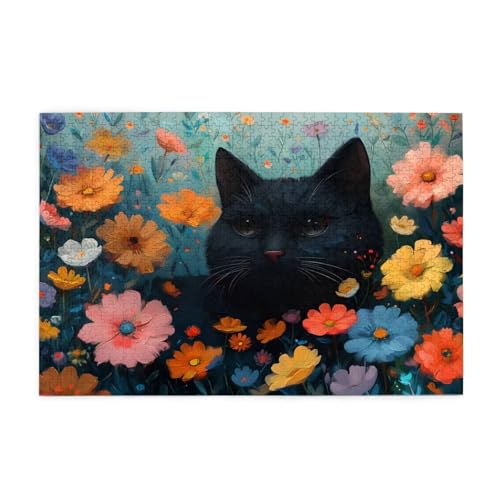 Katze Puzzle 2000 Teile Erwachsene Blume, Puzzles mit Verpackung Box und Poster, Lustig Stress Abbauen Familien Unterhaltungsspiele für Raumdekoration, Kreative Geschenke für Männer/Frauen 1T-1057 von Tamalsj