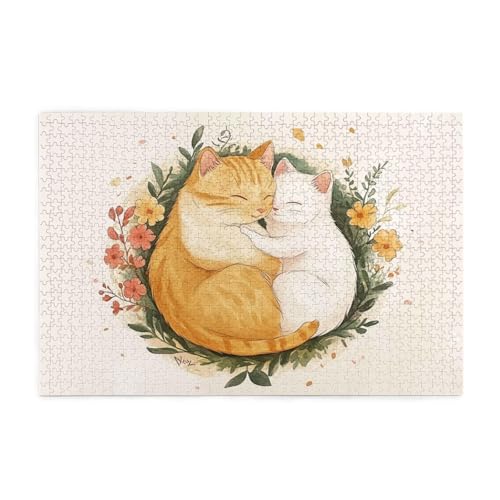 Katze Puzzle 2000 Teile Erwachsene Blume, Puzzles mit Verpackung Box und Poster, Lustig Stress Abbauen Familien Unterhaltungsspiele für Raumdekoration, Kreative Geschenke für Männer/Frauen 1T-470 von Tamalsj