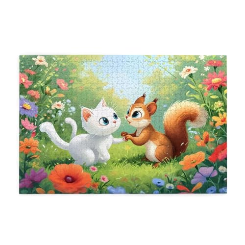 Katze Puzzle 2000 Teile Erwachsene Eichhörnchen, Puzzles mit Verpackung Box und Poster, Lustig Stress Abbauen Familien Unterhaltungsspiele, Kreative Geschenke für Männer/Frauen Raumdekoration 1T-1813 von Tamalsj
