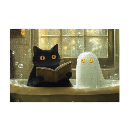Katze Puzzle 2000 Teile Erwachsene Halloween, Puzzles mit Verpackung Box und Poster, Lustig Stress Abbauen Familien Unterhaltungsspiele für Raumdekoration, Kreative Geschenke für Männer/Frauen 1T-573 von Tamalsj