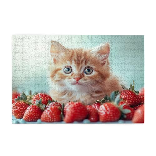 Katze Puzzle 2000 Teile Erwachsene Obst, Puzzles mit Verpackung Box und Poster, Lustig Stress Abbauen Familien Unterhaltungsspiele für Raumdekoration, Kreative Geschenke für Männer/Frauen 1T-478 von Tamalsj