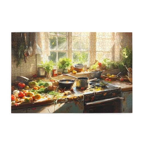 Küche Puzzle 1000 Teile Erwachsene Bunt, Puzzles mit Verpackung Box und Poster, Lustig Stress Abbauen Familien Unterhaltungsspiele für Raumdekoration, Kreative Geschenke für Männer/Frauen 1T-1137 von Tamalsj